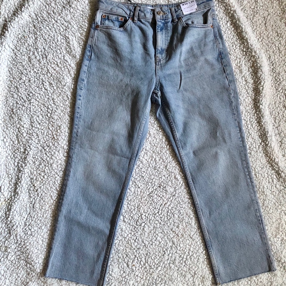 Topshop bleach raw hem jeans